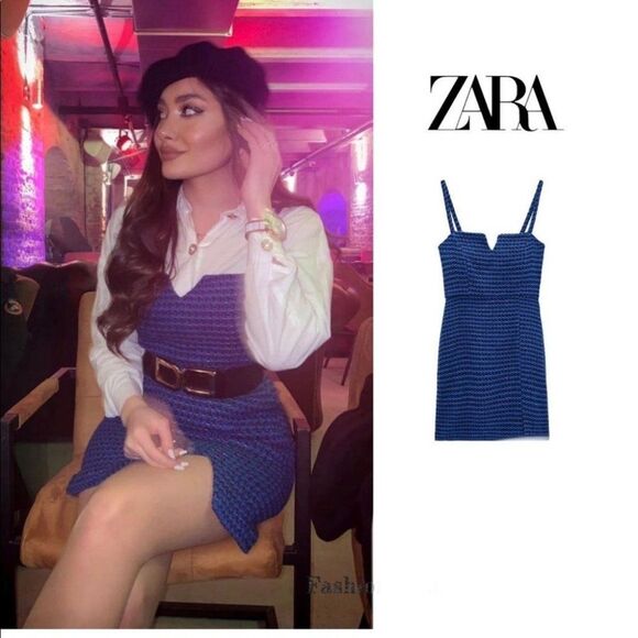 ZARA TEXTURED WEAVE TANK DRESS - Picture 1 of 13